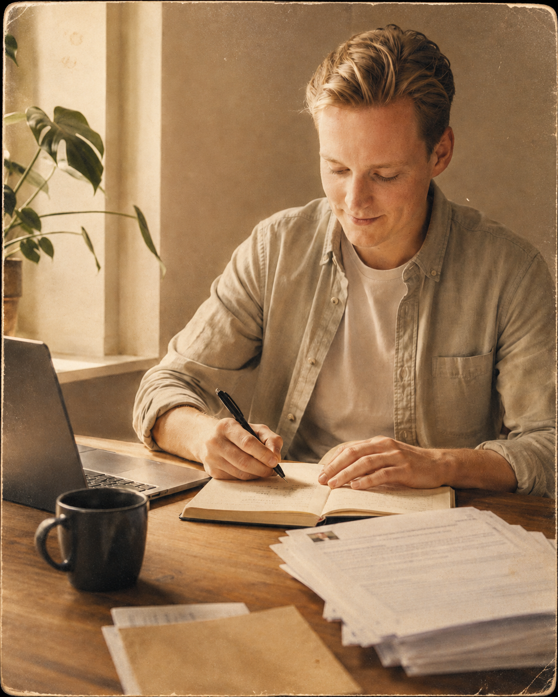 Joey van den Brink aan het werk